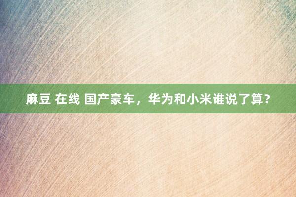 麻豆 在线 国产豪车，华为和小米谁说了算？