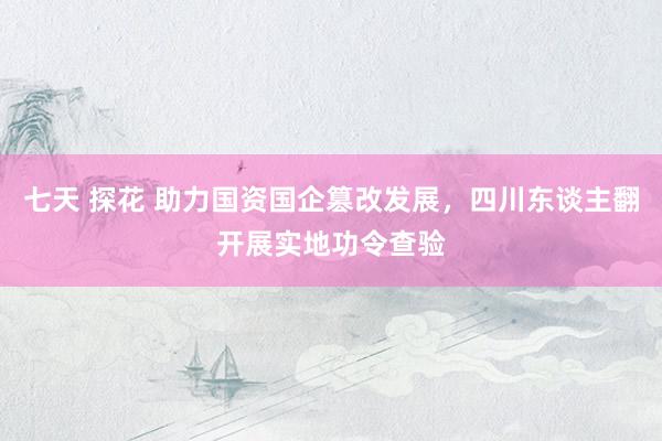 七天 探花 助力国资国企篡改发展，四川东谈主翻开展实地功令查验
